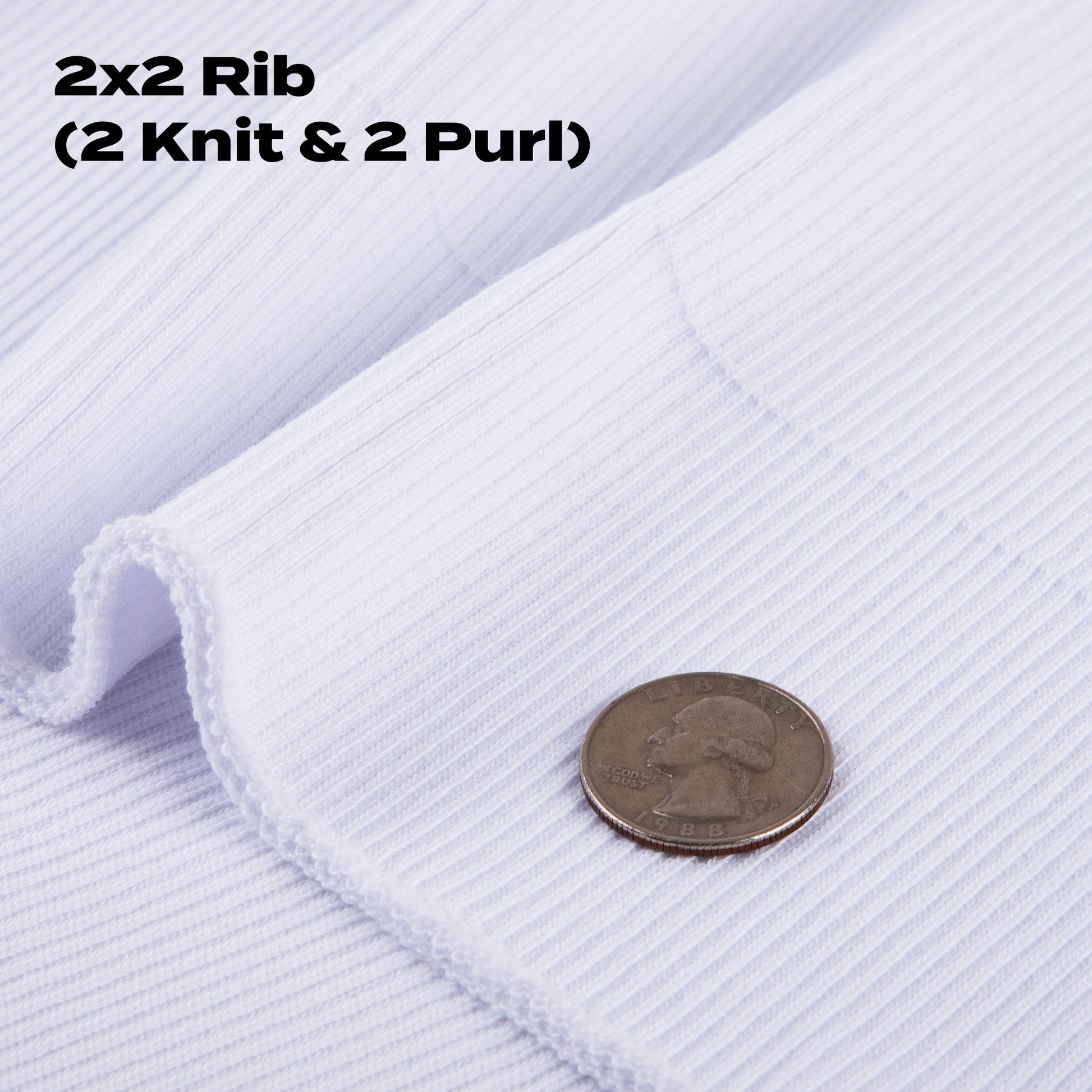 ONLY TRIMMING 2x2 Solid Rib Knit Fabric, Stretchy Knitted Ribbing for Cuffs, Collars, and Waistbands, Polyester-Spandex Blend, DIY Sewing Trim, White, 6 x 35 Inches 2x2 Rib