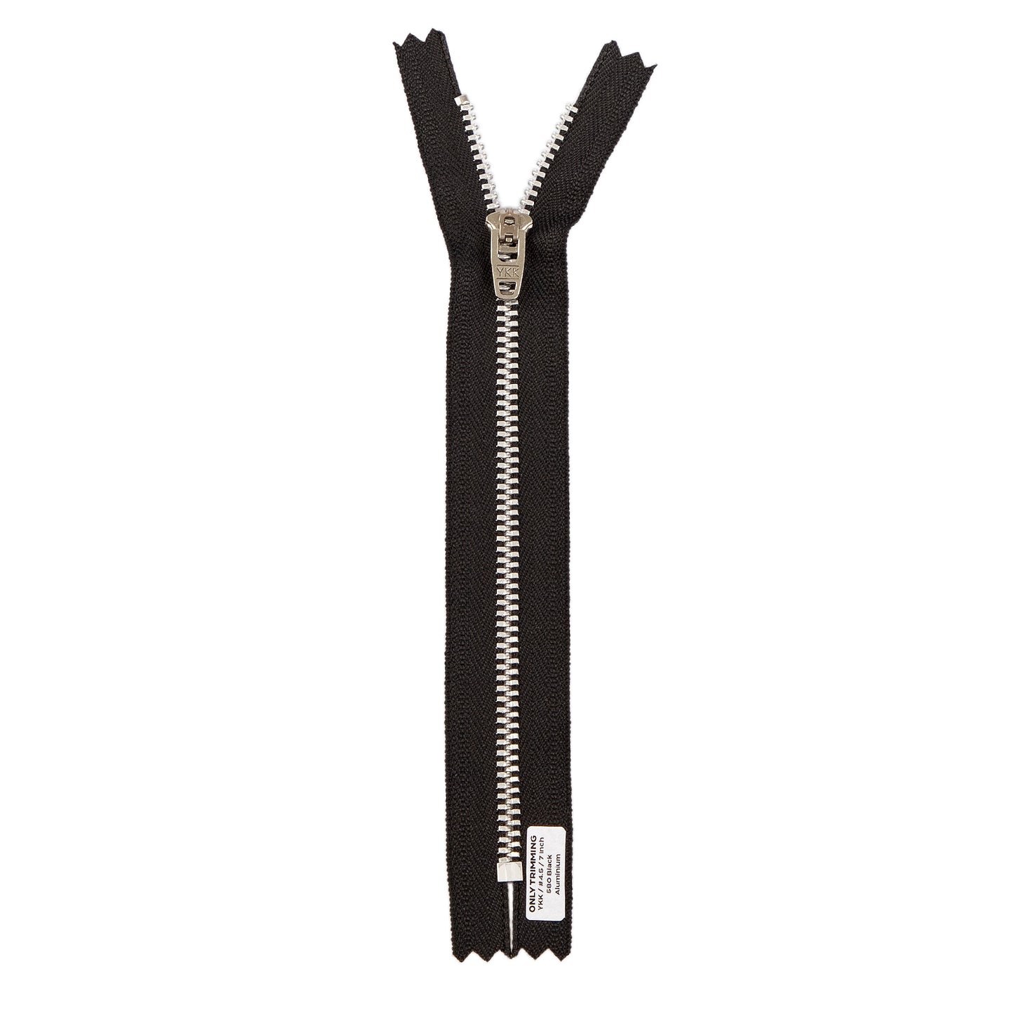 YKK #4.5 Silver Aluminum Metal Pants Jeans Zipper, Closed End, Black Tape