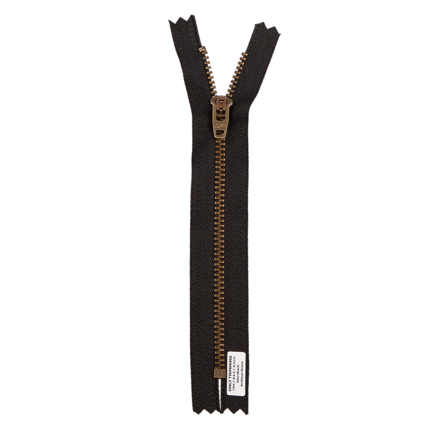 YKK #4.5 Antique Brass Metal Pants Jeans Zipper, Closed End, Black Tape