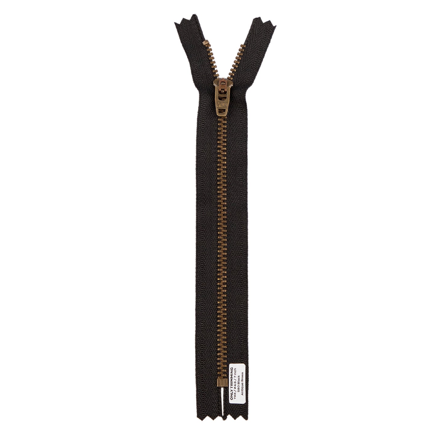 YKK #4.5 Antique Brass Metal Pants Jeans Zipper, Closed End, Black Tape