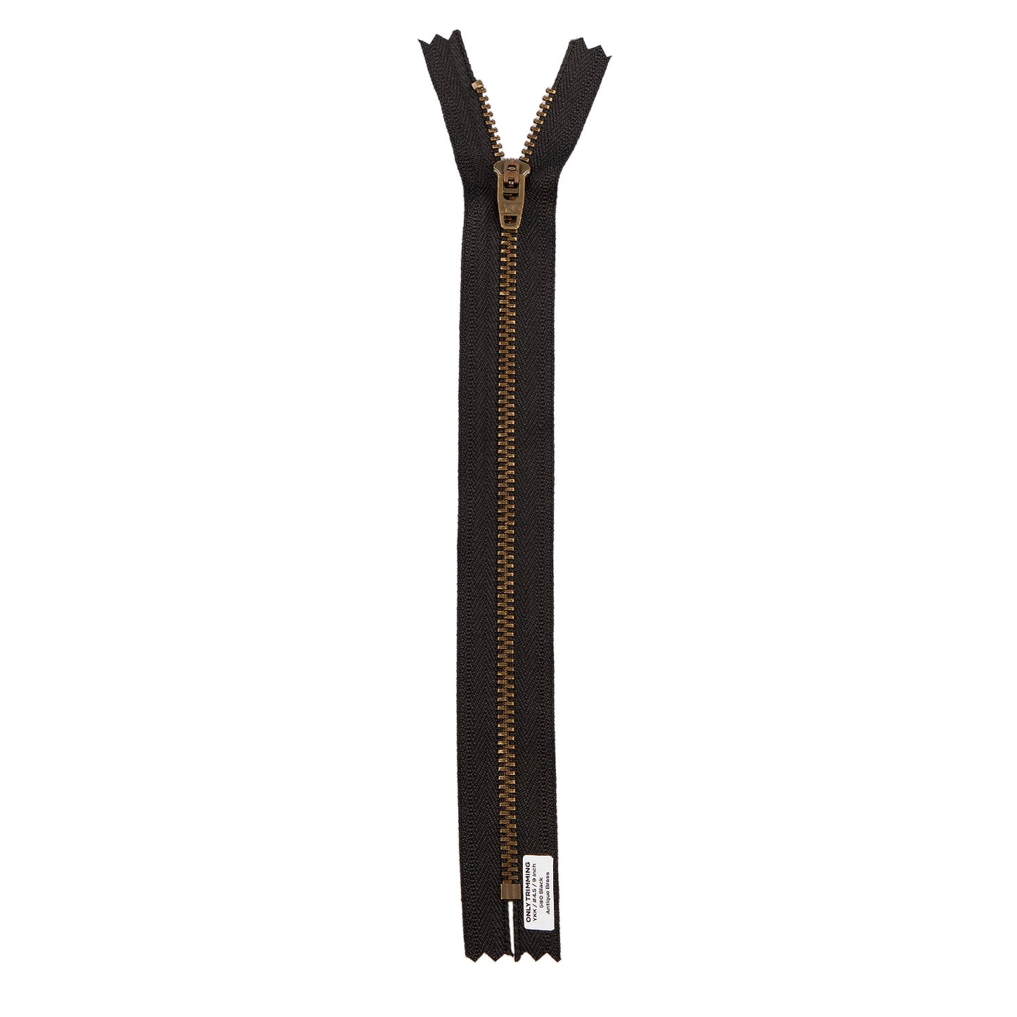 YKK #4.5 Antique Brass Metal Pants Jeans Zipper, Closed End, Black Tape