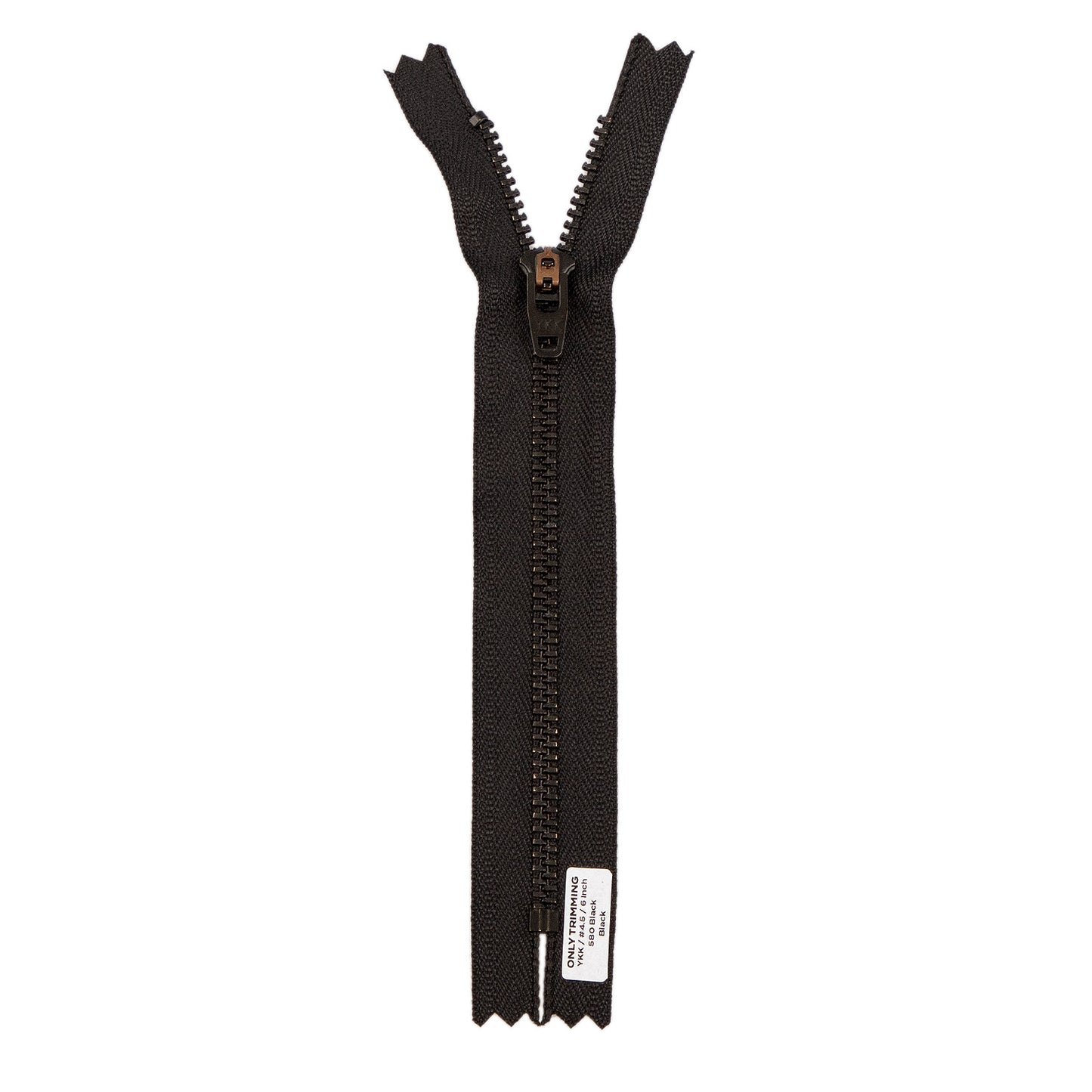 YKK #4.5 Black Metal Pants Jeans Zipper, Closed End, Black Tape