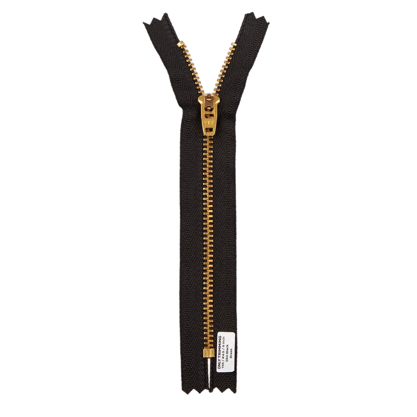 YKK #4.5 Gold Brass Metal Pants Jeans Zipper, Closed End, Black Tape
