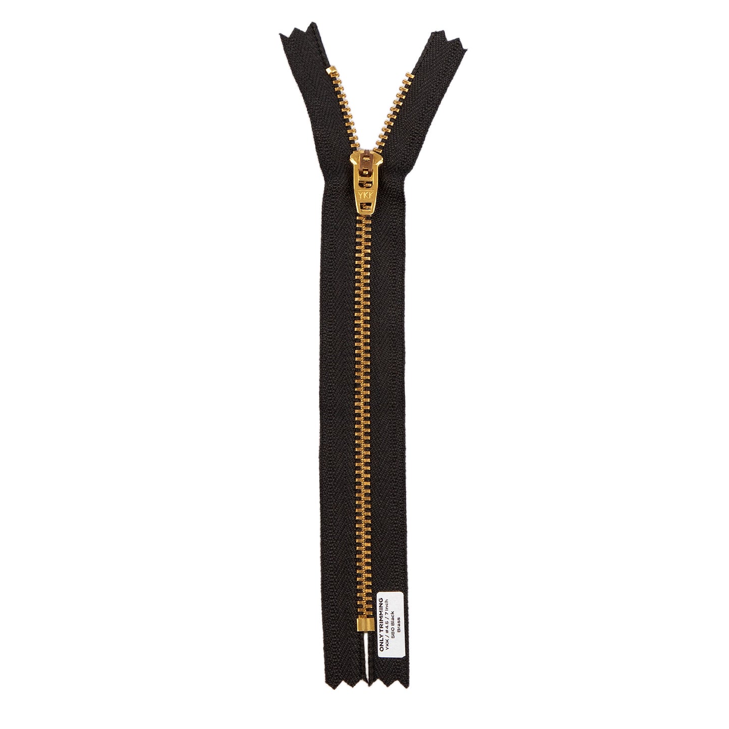 YKK #4.5 Gold Brass Metal Pants Jeans Zipper, Closed End, Black Tape