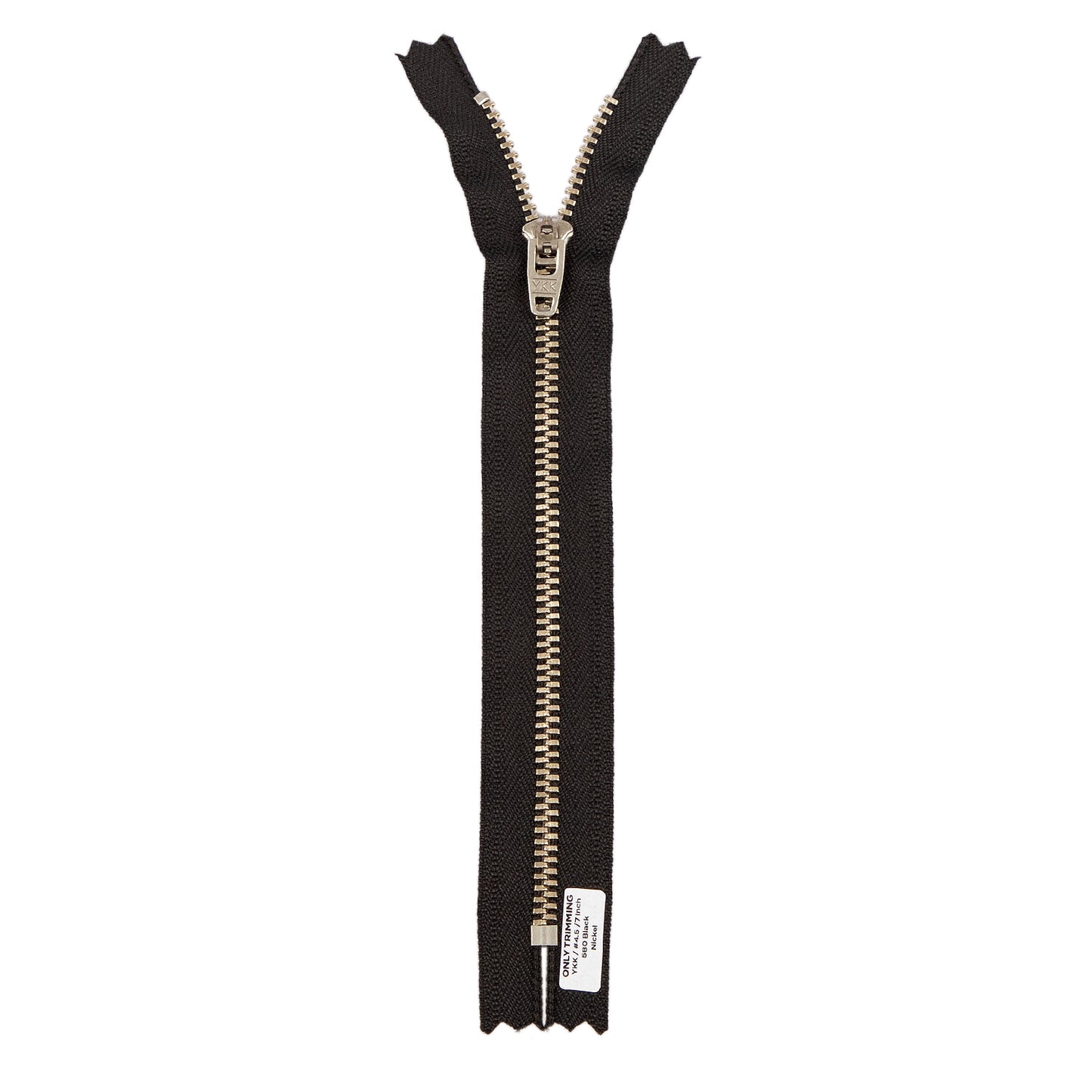 YKK #4.5 Silver Nickel Metal Pants Jeans Zipper, Closed End, Black Tape