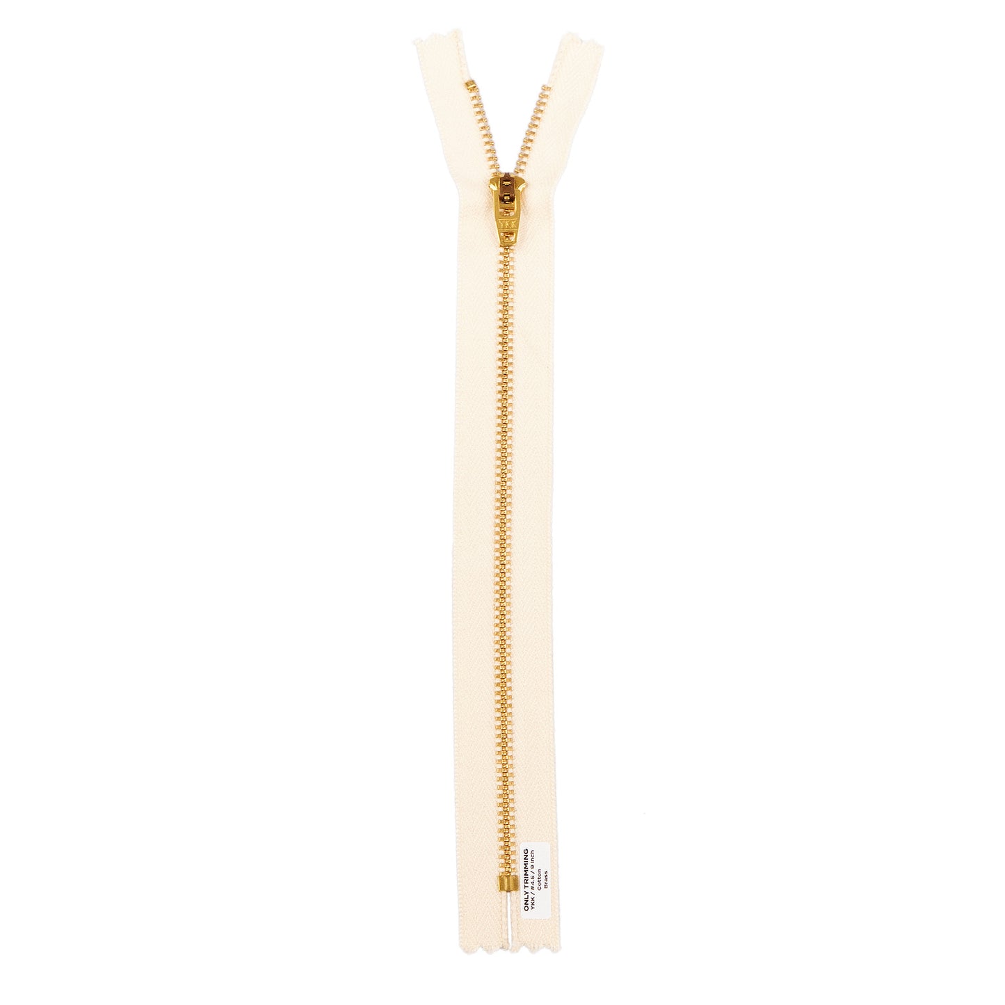 YKK #4.5 Gold Brass Metal Pants Jeans Zipper, Closed End, Dyeable Natural Cotton Tape