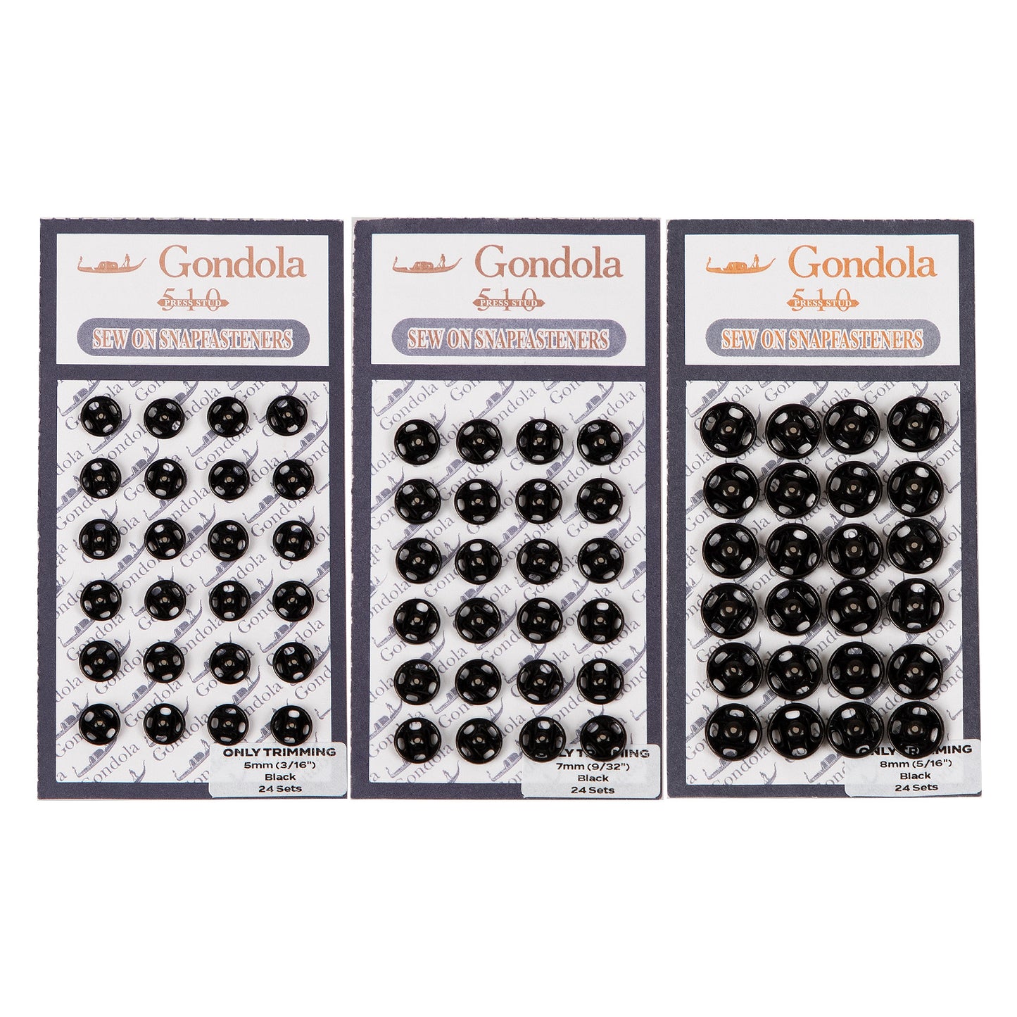 Only Trimming Sew on Snap Buttons Metal Fastener Buttons Black