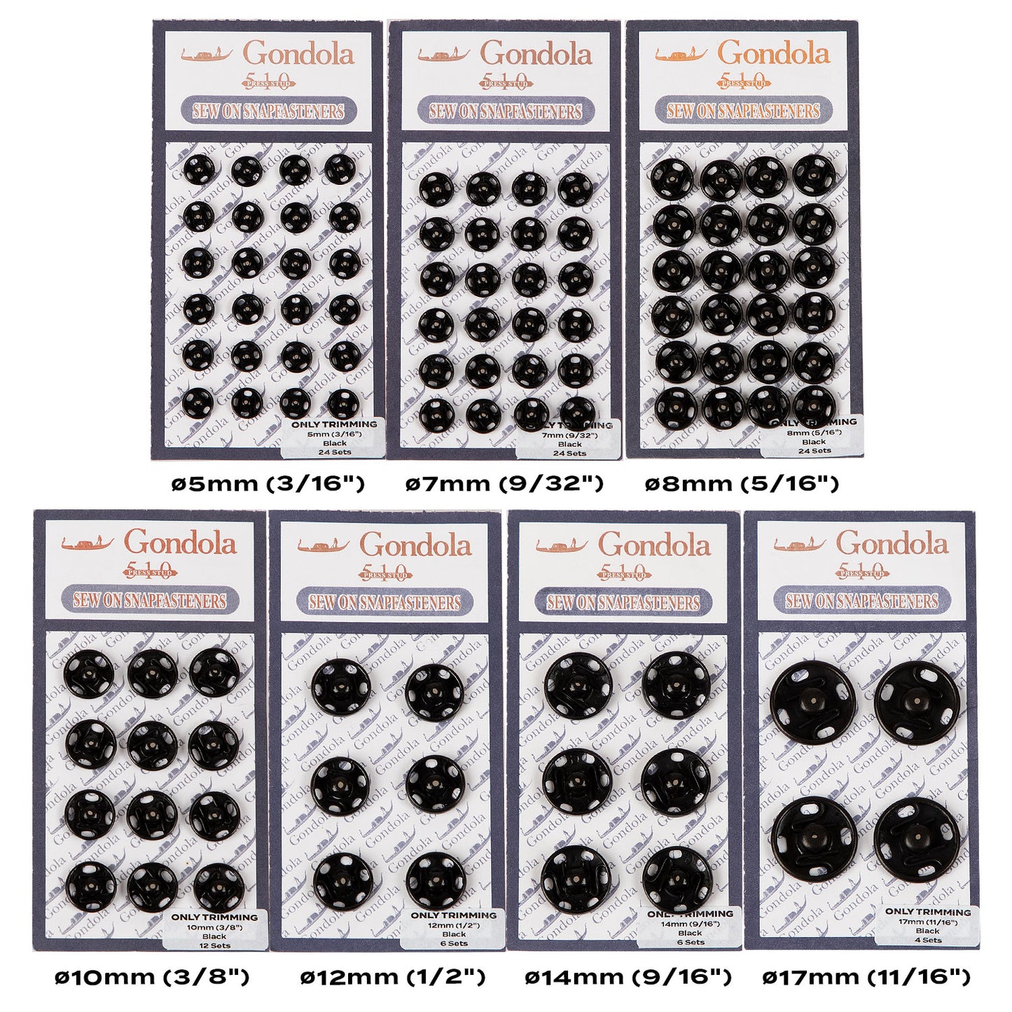 Only Trimming Sew on Snap Buttons Metal Fastener Buttons Black