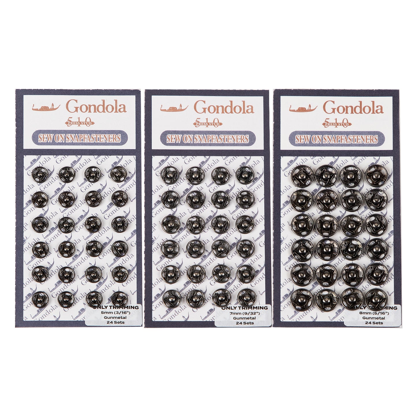Only Trimming Sew on Snap Buttons Metal Fastener Buttons Gunmetal