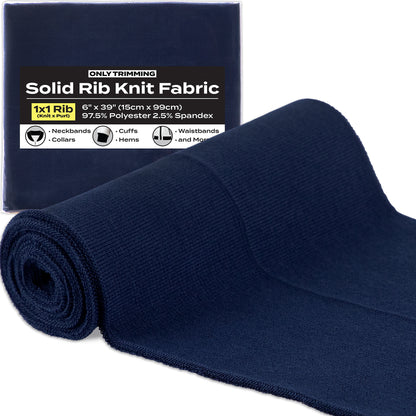 1x1 Solid Rib Knit Fabric Various Colors