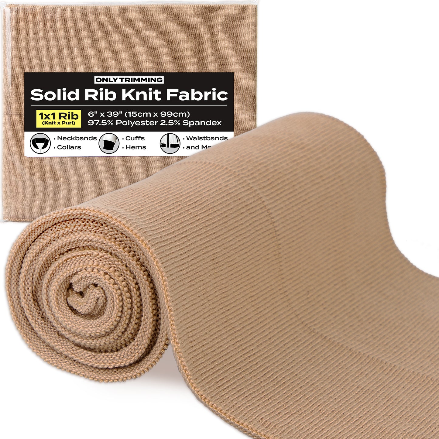 1x1 Solid Rib Knit Fabric Various Colors
