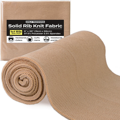 1x1 Solid Rib Knit Fabric Various Colors