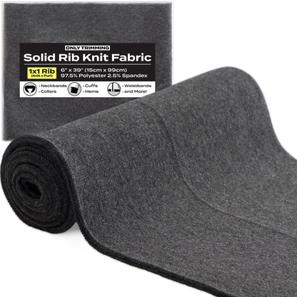 1x1 Solid Rib Knit Fabric Various Colors