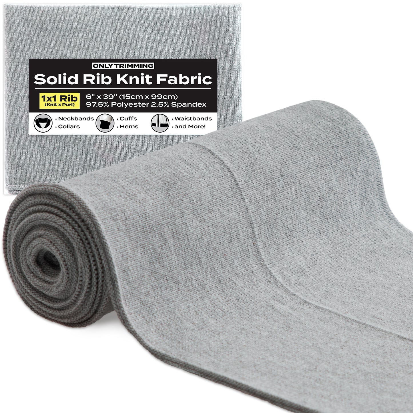 1x1 Solid Rib Knit Fabric Various Colors