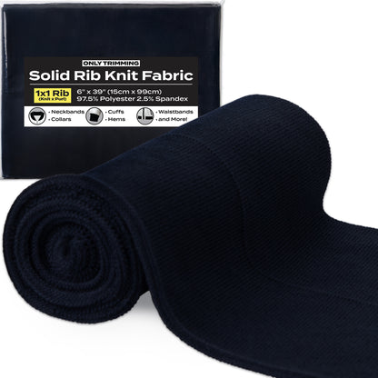 1x1 Solid Rib Knit Fabric Various Colors
