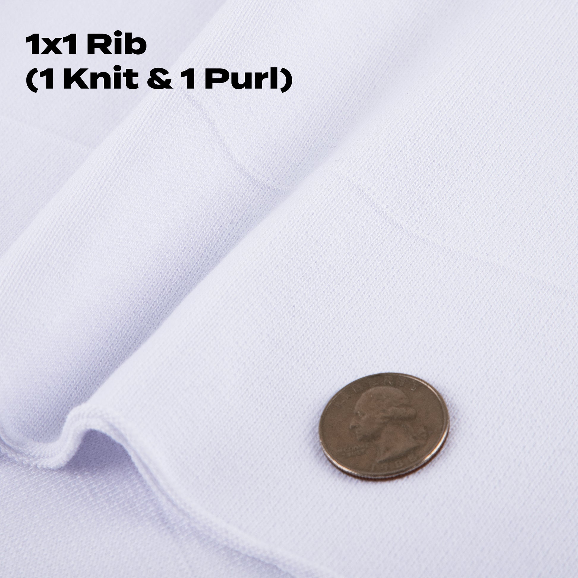 ONLY TRIMMING 1x1 Solid Rib Knit Fabric, Stretchy Knitted Ribbing for Cuffs, Collars, and Waistbands, Polyester-Spandex Blend, DIY Sewing Trim, White, 6 x 39 Inches 1x1 Rib