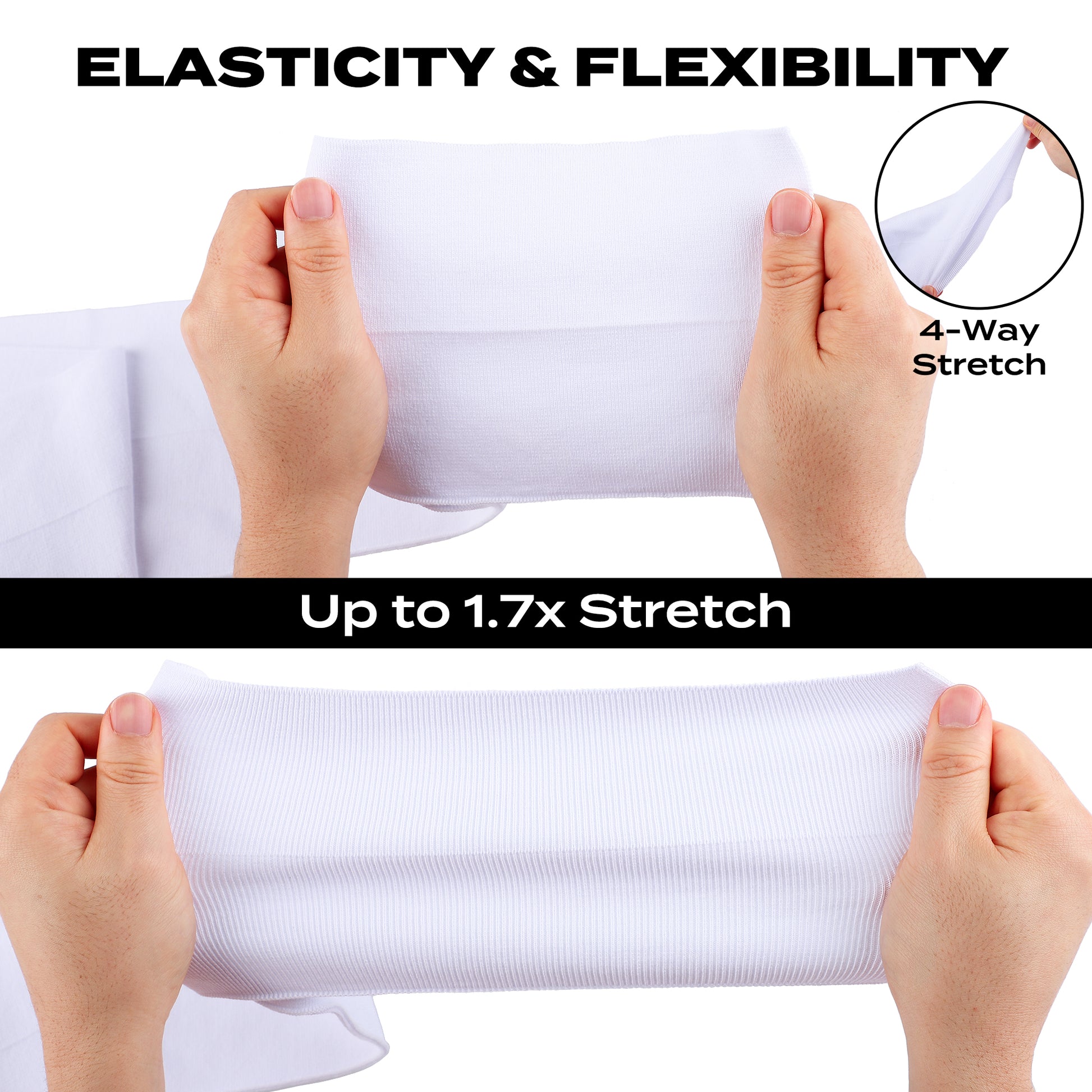 ONLY TRIMMING 1x1 Solid Rib Knit Fabric, Stretchy Knitted Ribbing for Cuffs, Collars, and Waistbands, Polyester-Spandex Blend, DIY Sewing Trim, White, 6 x 39 Inches Elasticity & Flexibility