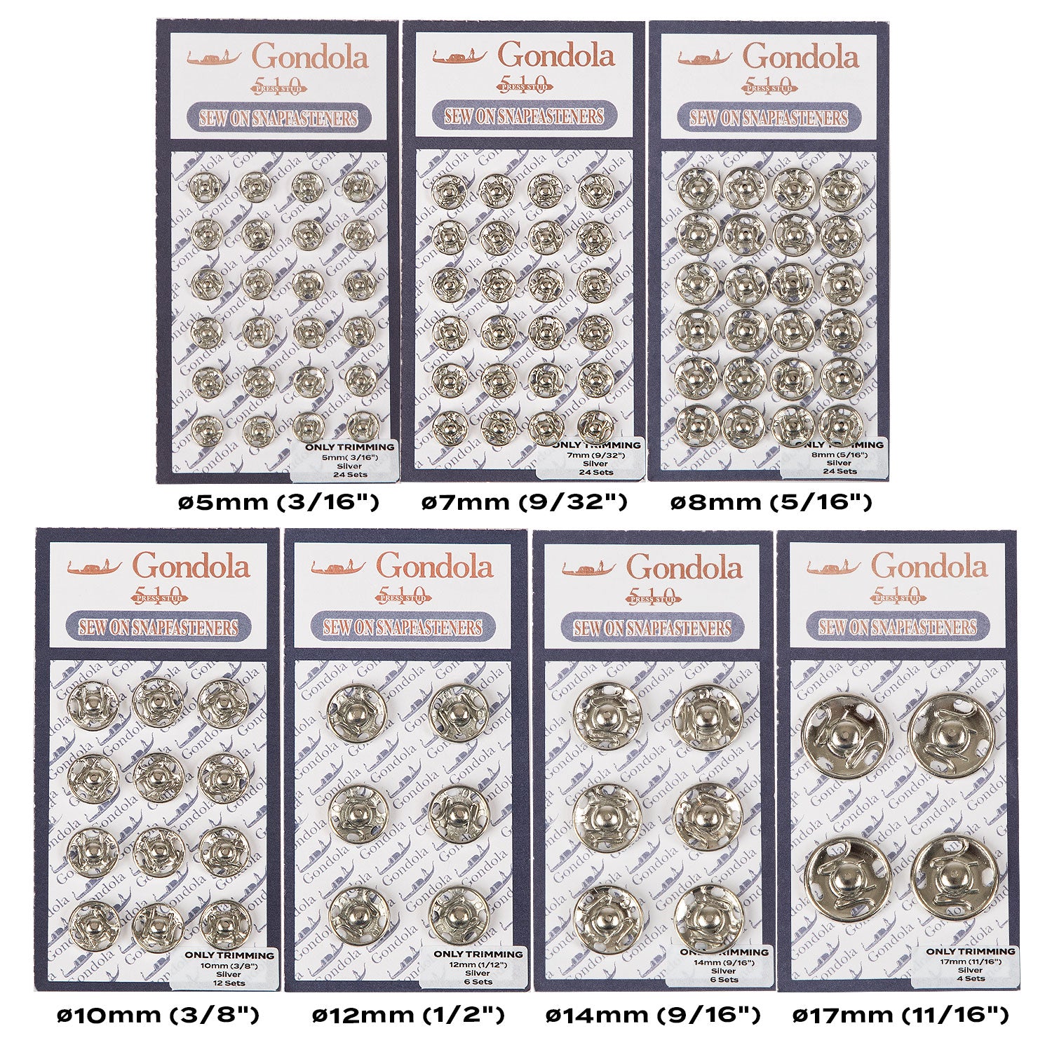 Only Trimming Sew on Snap Buttons Metal Fastener Buttons Silver