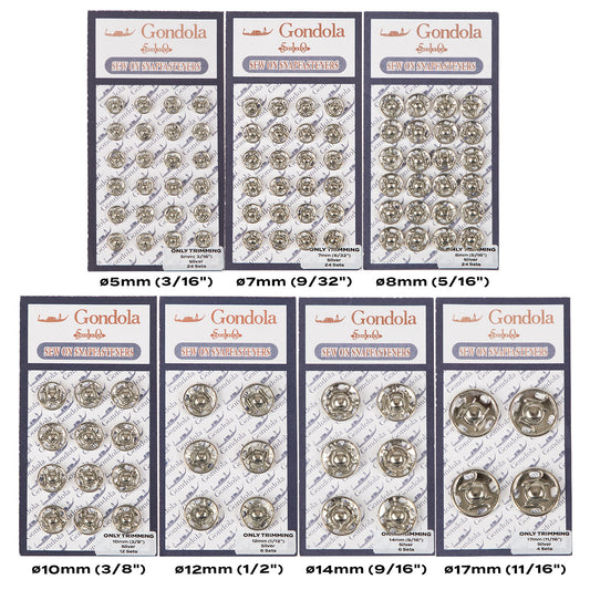 Only Trimming Sew on Snap Buttons Metal Fastener Buttons Silver