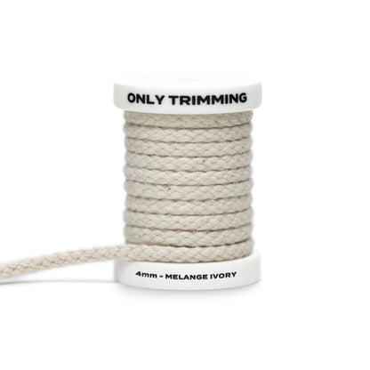 Only Trimming 4mm Drawstring Cotton Cord Melange Ivory