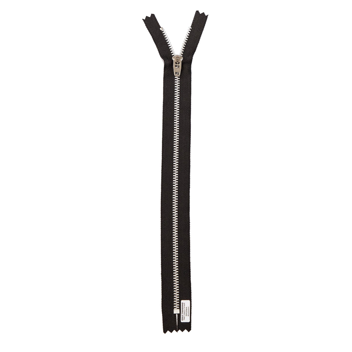 YKK #4.5 Silver Aluminum Metal Pants Jeans Zipper, Closed End, Black Tape