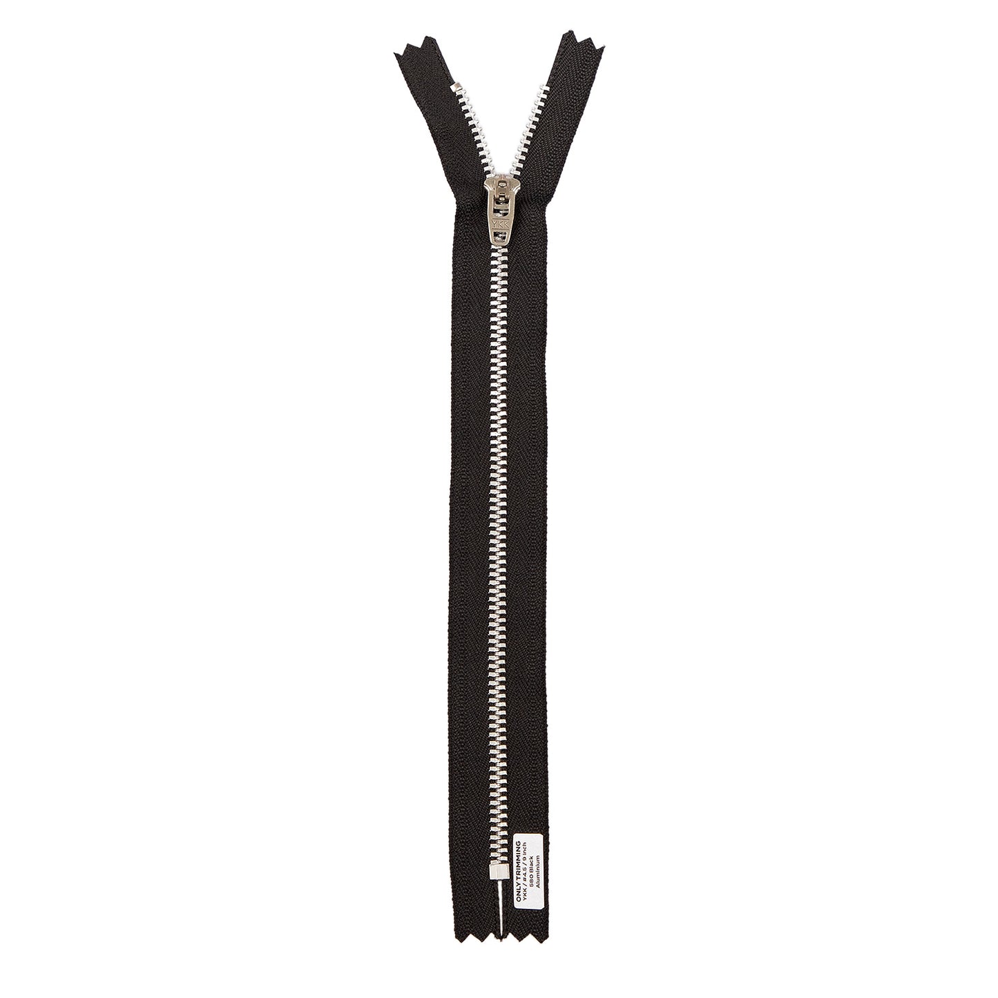 YKK #4.5 Silver Aluminum Metal Pants Jeans Zipper, Closed End, Black Tape