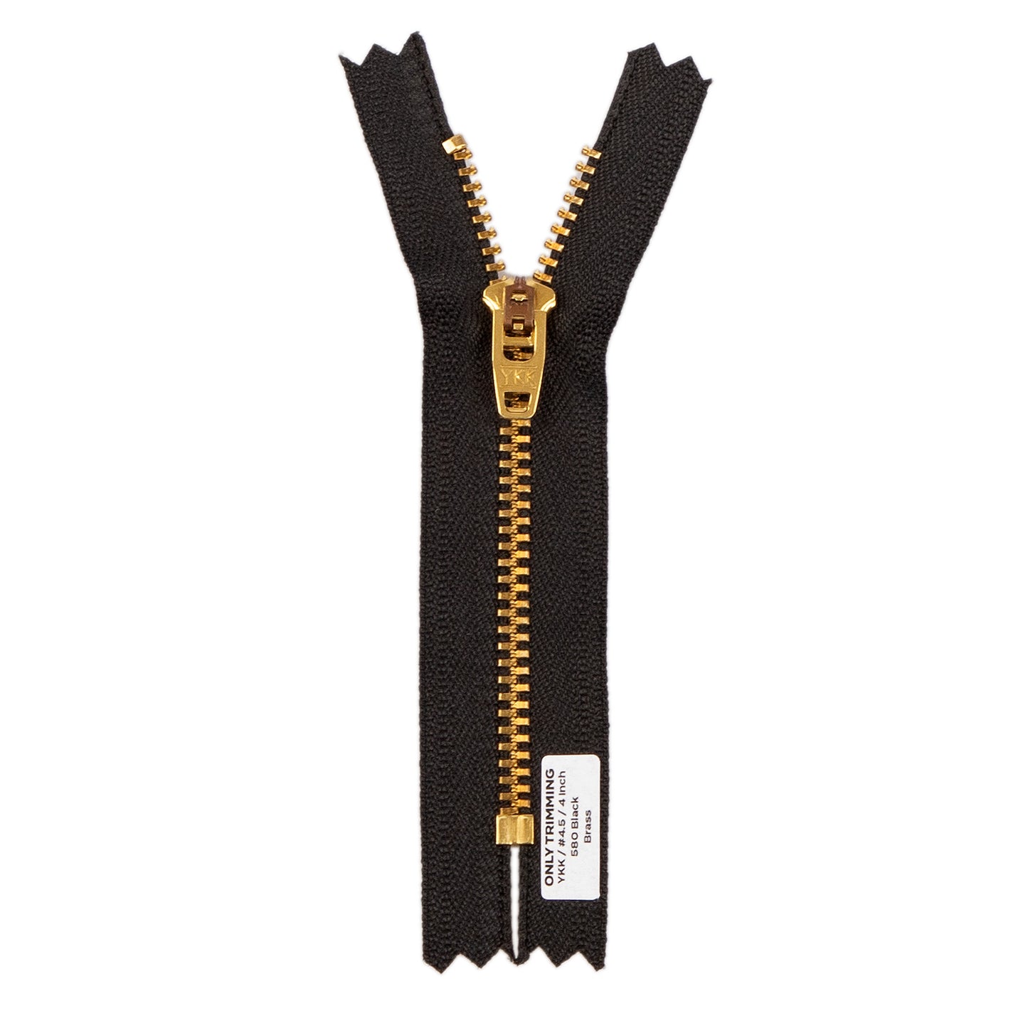 YKK #4.5 Gold Brass Metal Pants Jeans Zipper, Closed End, Black Tape
