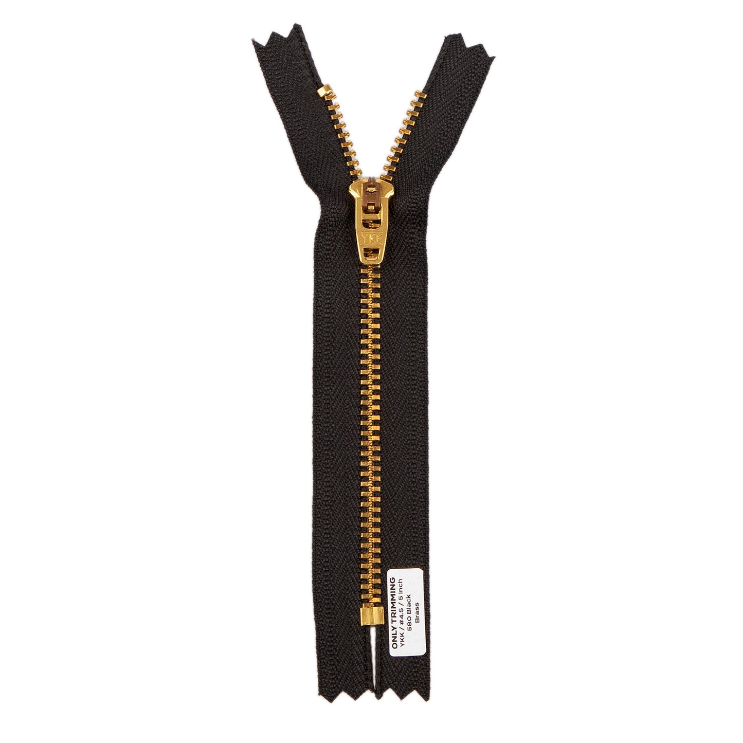 YKK #4.5 Gold Brass Metal Pants Jeans Zipper, Closed End, Black Tape