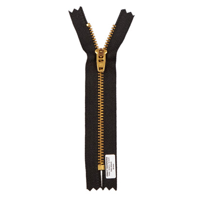 YKK #4.5 Gold Brass Metal Pants Jeans Zipper, Closed End, Black Tape