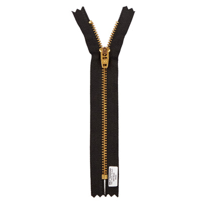 YKK #4.5 Gold Brass Metal Pants Jeans Zipper, Closed End, Black Tape