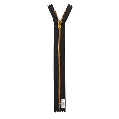 YKK #4.5 Gold Brass Metal Pants Jeans Zipper, Closed End, Black Tape