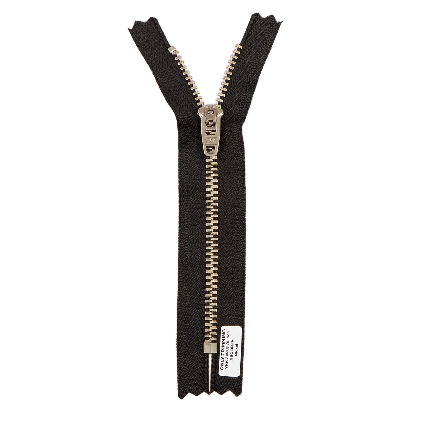 YKK #4.5 Silver Nickel Metal Pants Jeans Zipper, Closed End, Black Tape