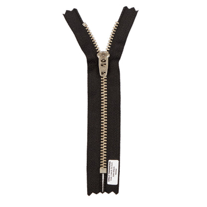 YKK #4.5 Silver Nickel Metal Pants Jeans Zipper, Closed End, Black Tape