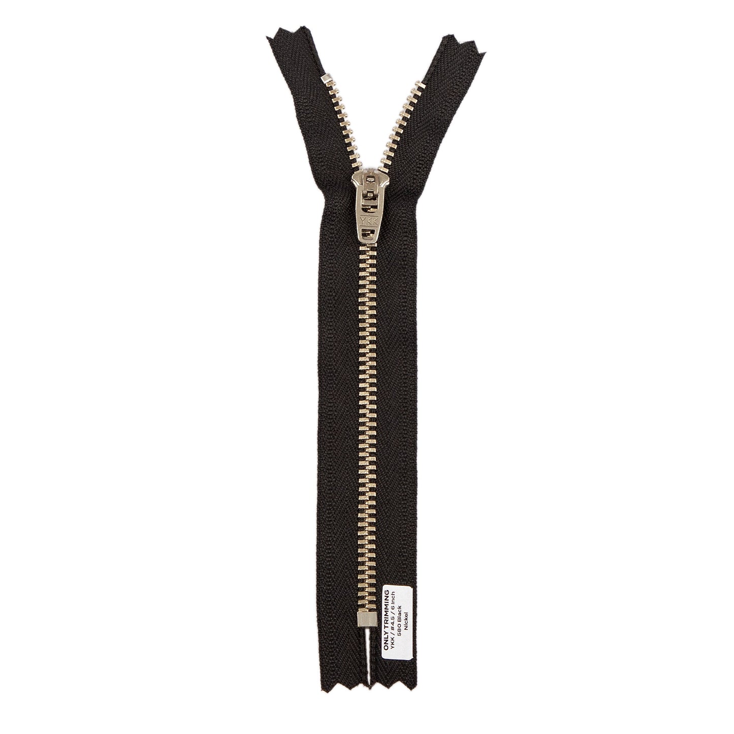 YKK #4.5 Silver Nickel Metal Pants Jeans Zipper, Closed End, Black Tape