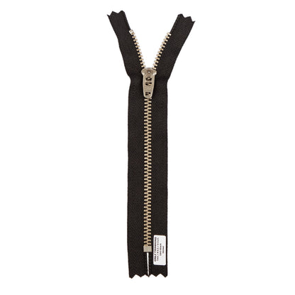 YKK #4.5 Silver Nickel Metal Pants Jeans Zipper, Closed End, Black Tape