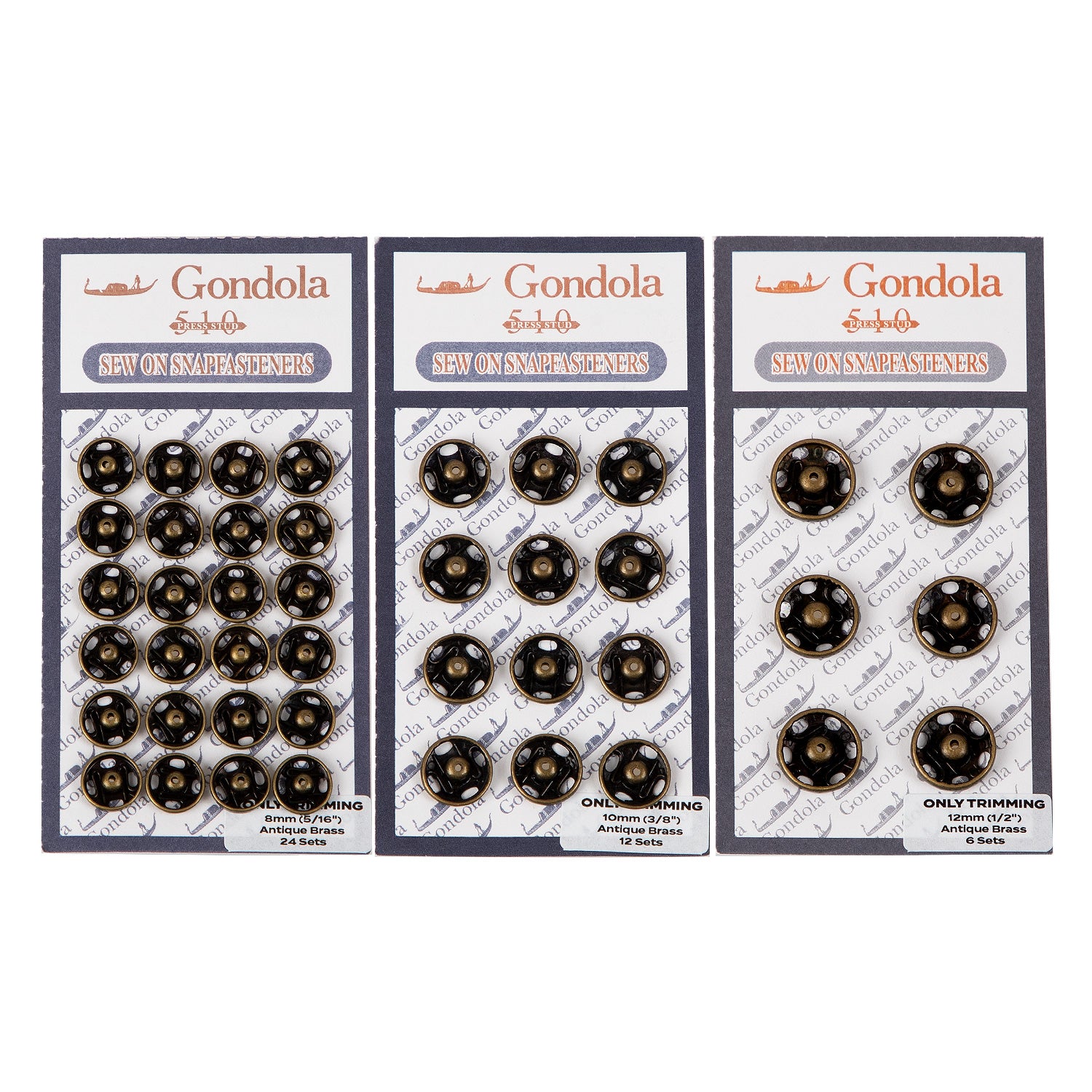 Only Trimming Sew on Snap Buttons Metal Fastener Buttons Antique Brass