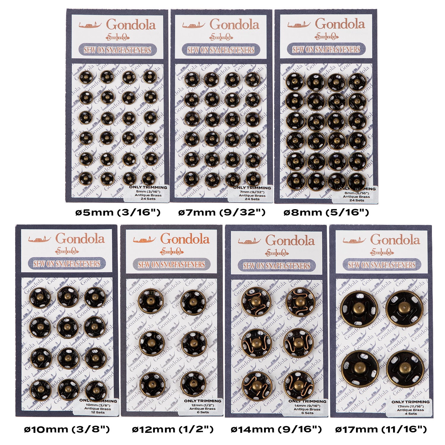 Only Trimming Sew on Snap Buttons Metal Fastener Buttons Antique Brass