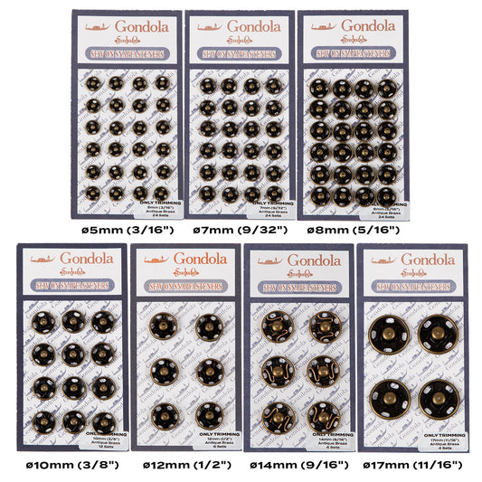 Only Trimming Sew on Snap Buttons Metal Fastener Buttons Antique Brass