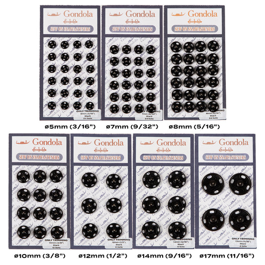 Only Trimming Sew on Snap Buttons Metal Fastener Buttons Black