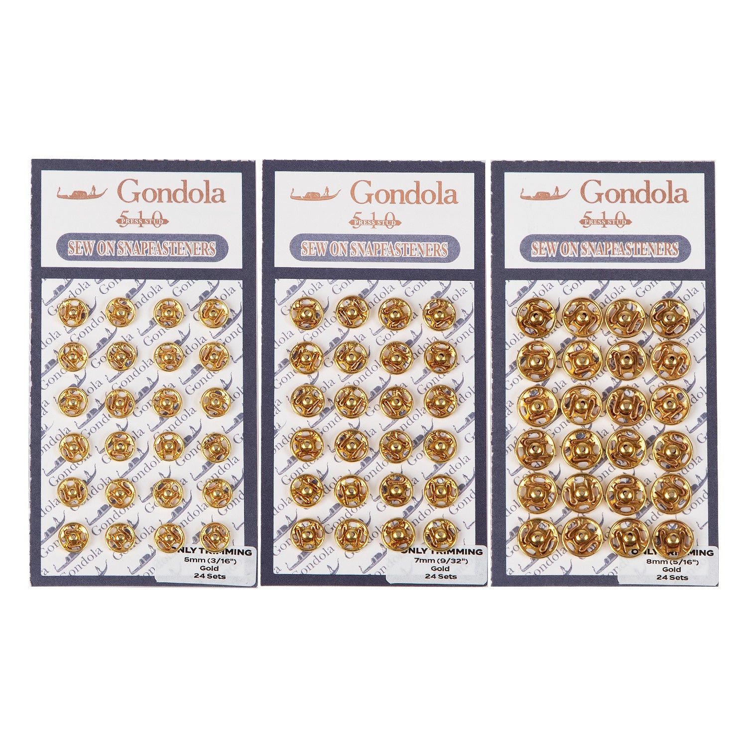 Only Trimming Sew on Snap Buttons Metal Fastener Buttons Gold