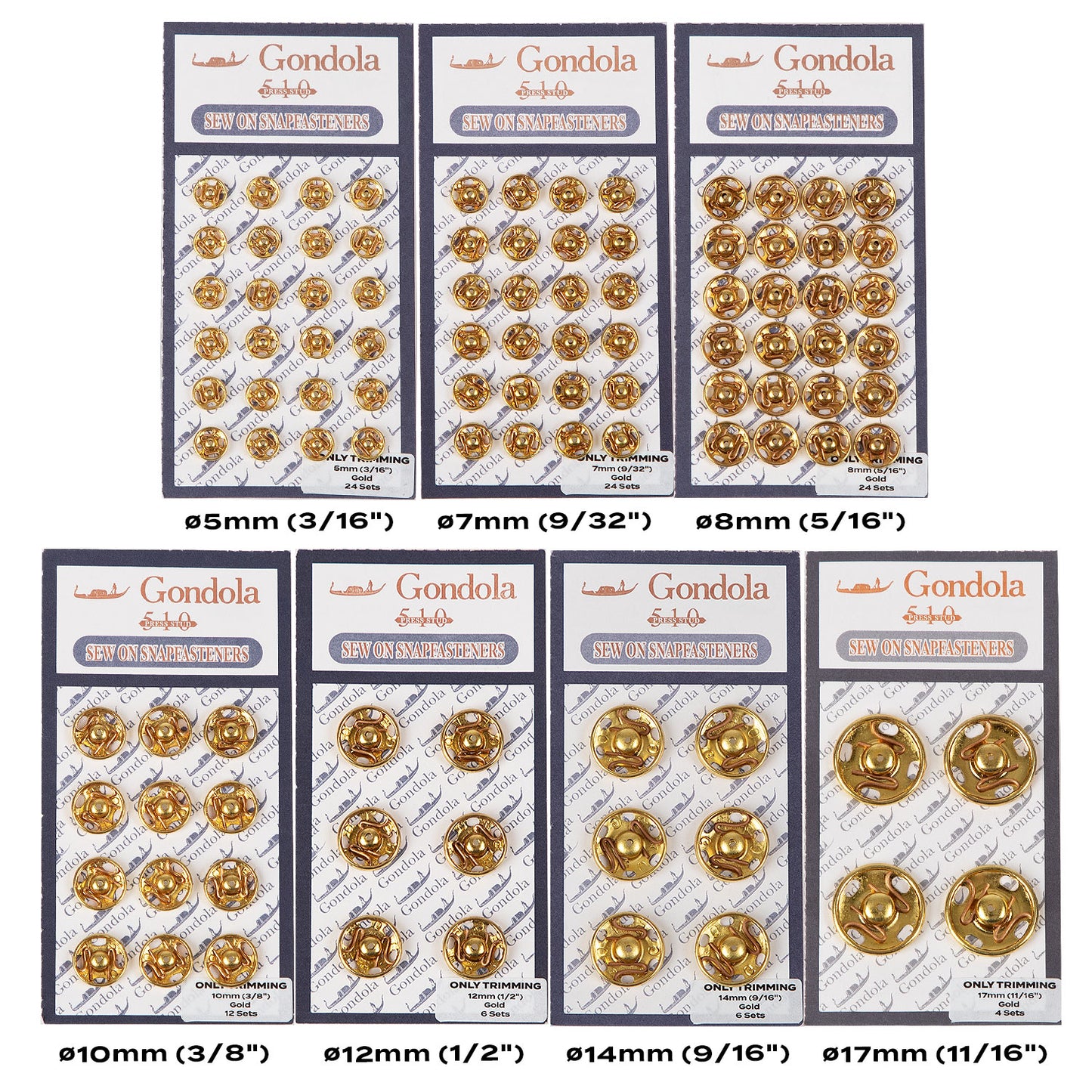 Only Trimming Sew on Snap Buttons Metal Fastener Buttons Gold