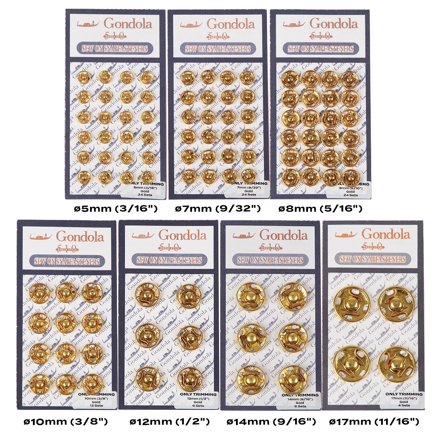 Only Trimming Sew on Snap Buttons Metal Fastener Buttons Gold