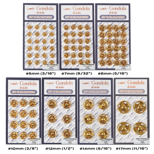 Only Trimming Sew on Snap Buttons Metal Fastener Buttons Gold