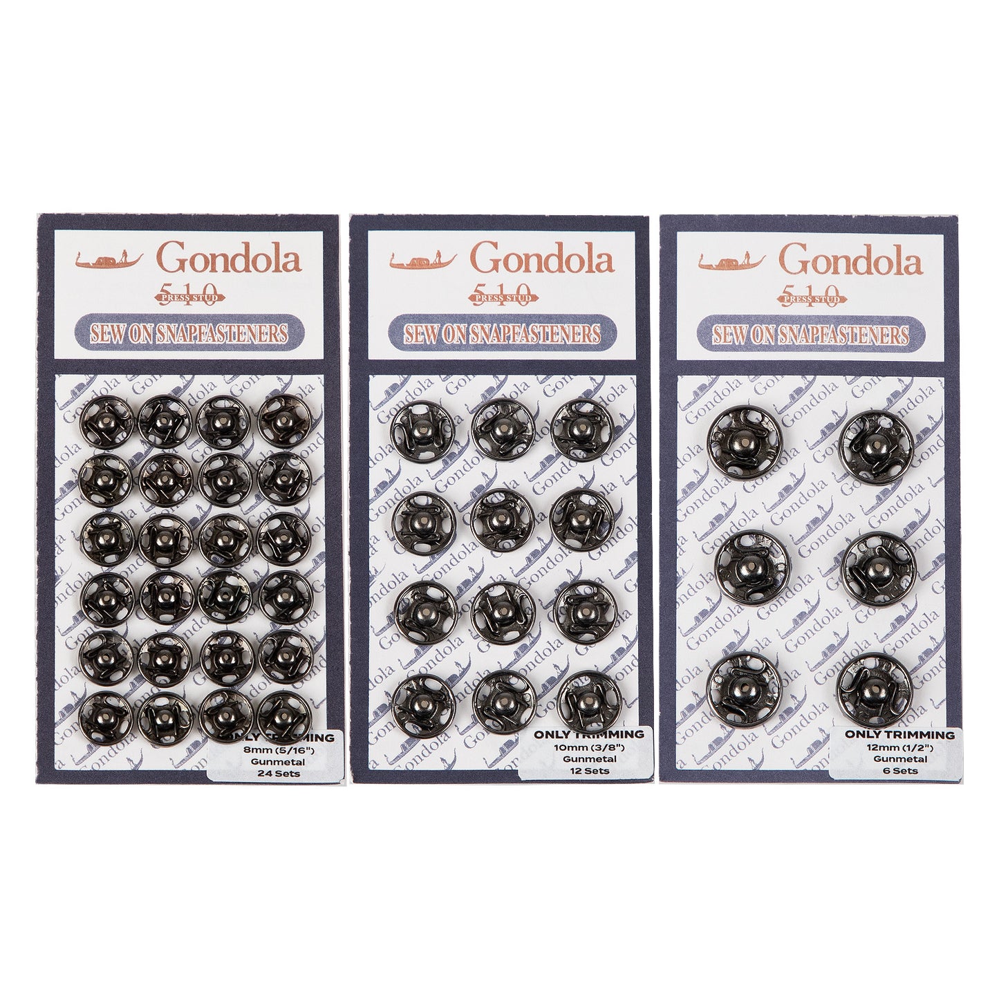 Only Trimming Sew on Snap Buttons Metal Fastener Buttons Gunmetal