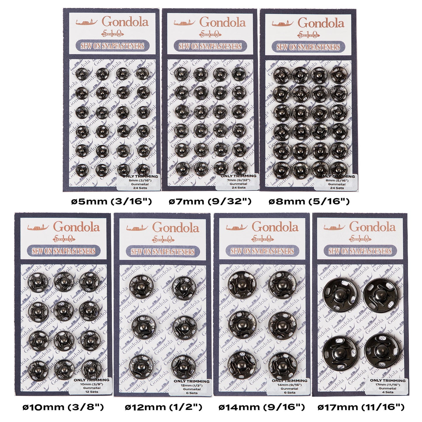 Only Trimming Sew on Snap Buttons Metal Fastener Buttons Gunmetal