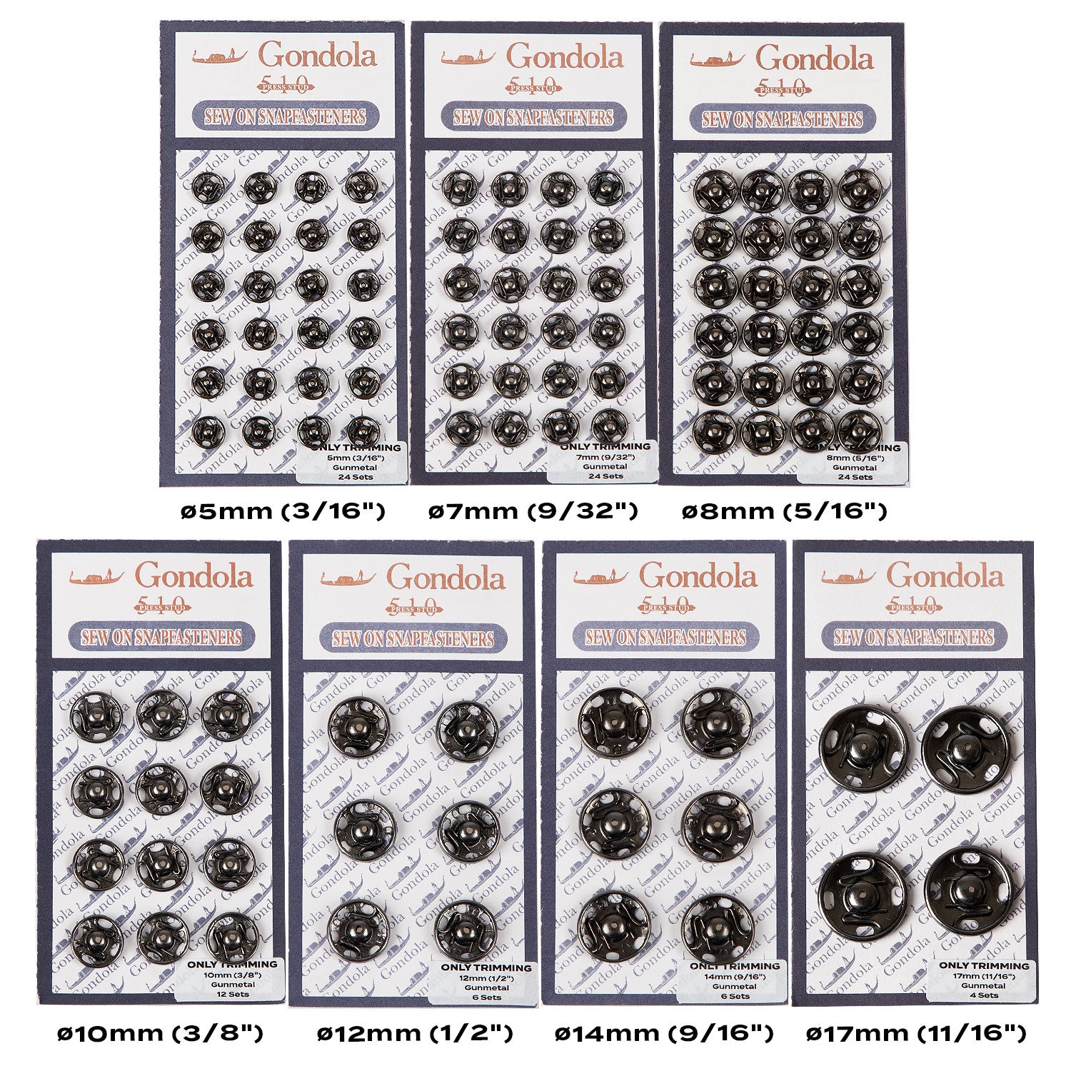 Only Trimming Sew on Snap Buttons Metal Fastener Buttons Gunmetal
