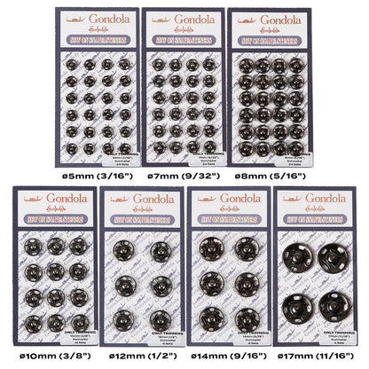 Only Trimming Sew on Snap Buttons Metal Fastener Buttons Gunmetal
