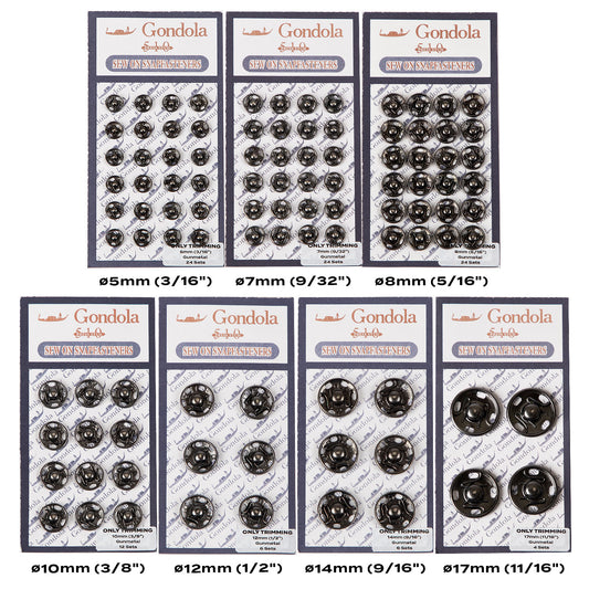 Only Trimming Sew on Snap Buttons Metal Fastener Buttons Gunmetal