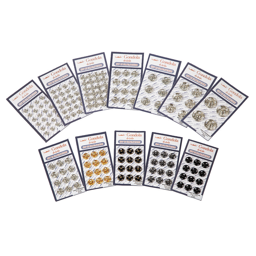 Sew on Snap Buttons Metal Fastener Buttons Various Colors and Sizes