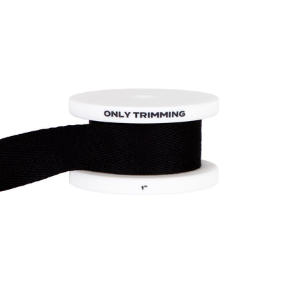 Herringbone Cotton Twill Tape Black